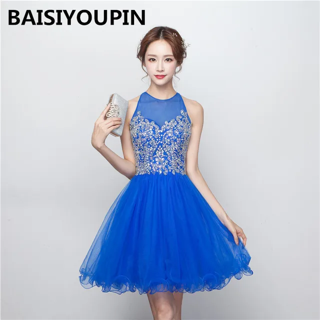 vestido 15 anos curto azul