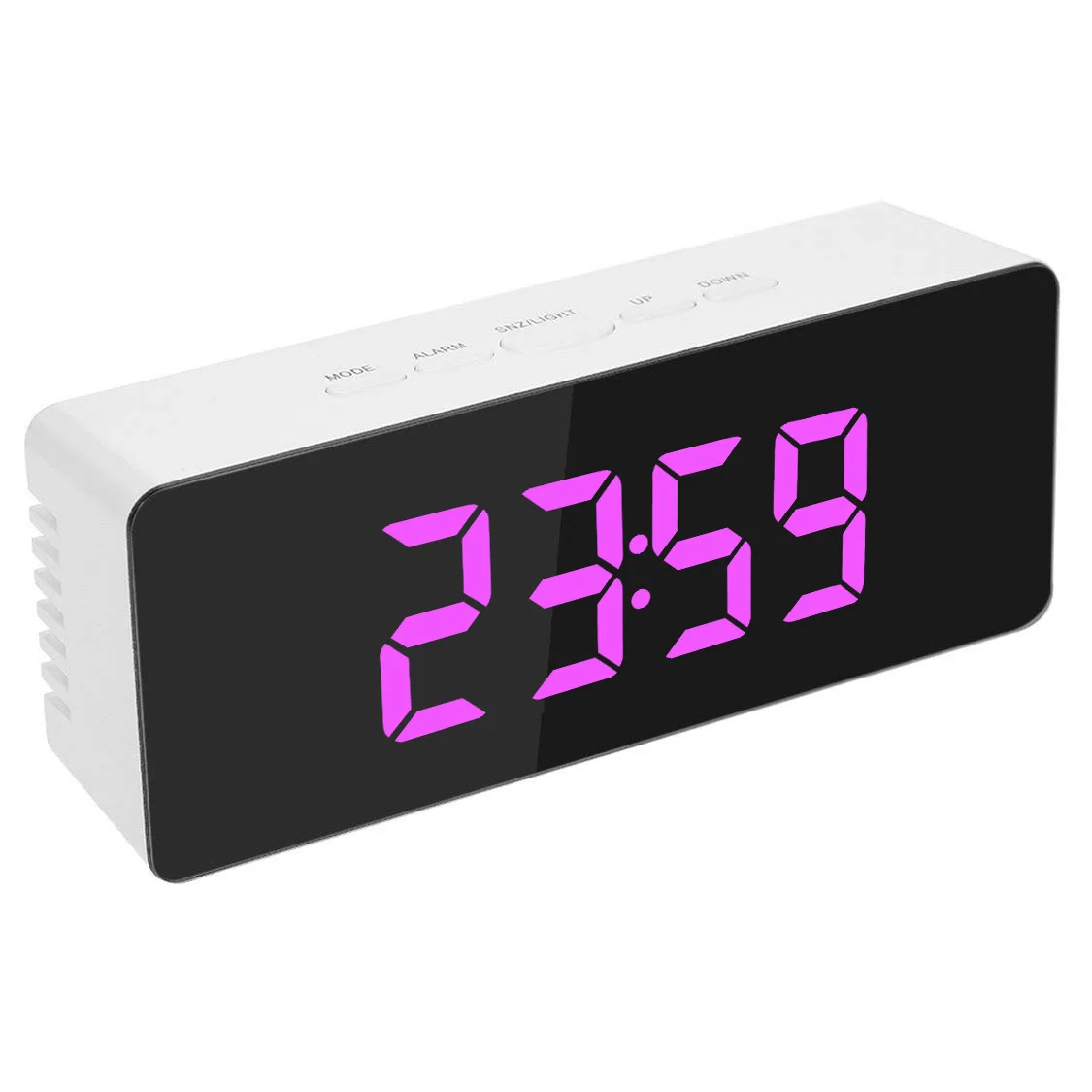 Светодиодный зеркальный цифровой будильник, Повтор, настольные часы, будильник, светильник, электронный, температура, USB, Despertador, домашний декор - Цвет: rectangle pink