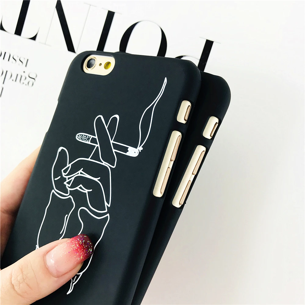 Cases For iPhone 6S 6 Simple Lines Fingers Smoke Character Face Patterned Phone IPhone Plus Hard Back Cover | Мобильные телефоны и