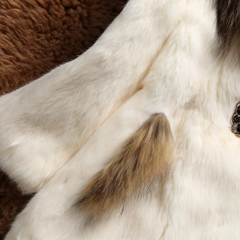 Real Fur Coats For Women New Rabbit Fur Coat Winter Autumn Brand Sale Fur With Raccoon Dog Fur Collar Outwear High Quality Real Fur Coats For Women New Rabbit Fur Coat Winter Autumn Brand Sale Fur With Raccoon Dog Fur Collar Outwear High Quality