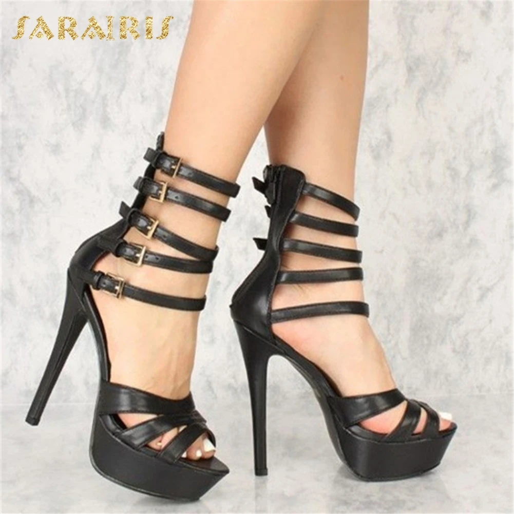 

SARAIRIS Brand COOL Big Size 47 Sexy High Heels Women Shoes Motorcycles Sandals Top Quality Lady Summer Party Heel Shoes Woman