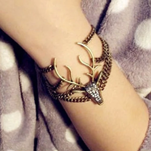 

Bluelans Retro Full Diamante Mysterious Deer Head Vintage Bracelet 6097