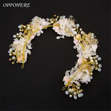 Handmade Luxury Prom Wedding Hair Jewelry Bridal Flower Headdress Pearl Hairband