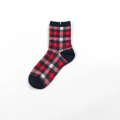 [WPLOIKJD] Harajuku Kawaii Plaid Cotton Socks Women College Style Funny Streetwear Dress Socks Short Female Ankle Socks Girls - Цвет: 3