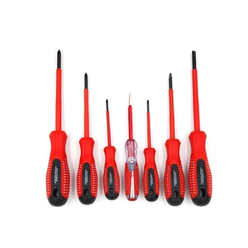 

7 In 1 Electricians Grade Insulated Screwdriver Set Coating Anti-shock Red Handled Magnetic Head Repair Hand Tool