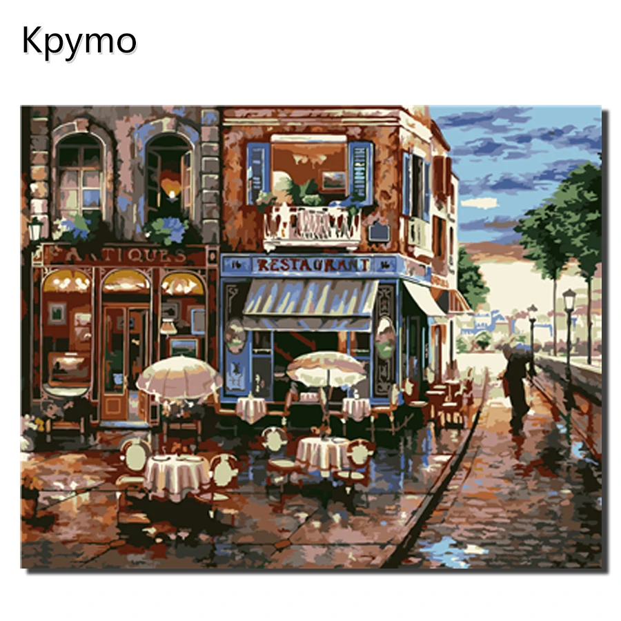 Kpymo DIY картина маслом в рамке, пейзаж по номерам, картины на холсте для гостиной, настенная живопись, домашний декор VA-0460