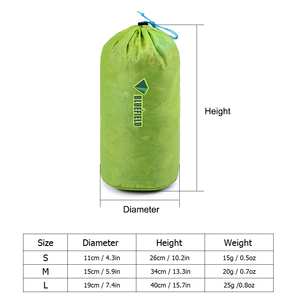 Bluefield Ultra Light Waterproof Dry Bag Pack Sack Swimming Bag Nylon Drawstring Bag Tent Peg Pouch Outdoor Camping Equipment 2