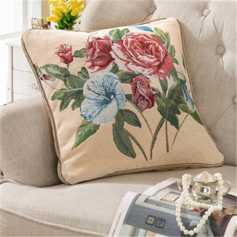 Chinese Style flower chenille fabric Cushion Cover Cushion Decorative Pillows Cushions Cover Home Decor Pillow For Sofa car MA25