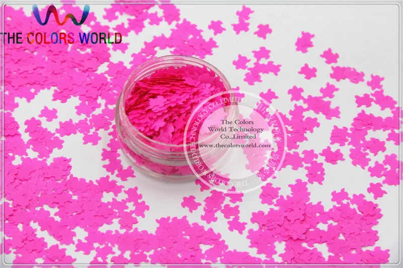 Solvent Resistant Neon Rose -Carmine Color Turtle Animal Shape Glitter for Nail Polish and DIY decoration 1Pack =50g | Красота и