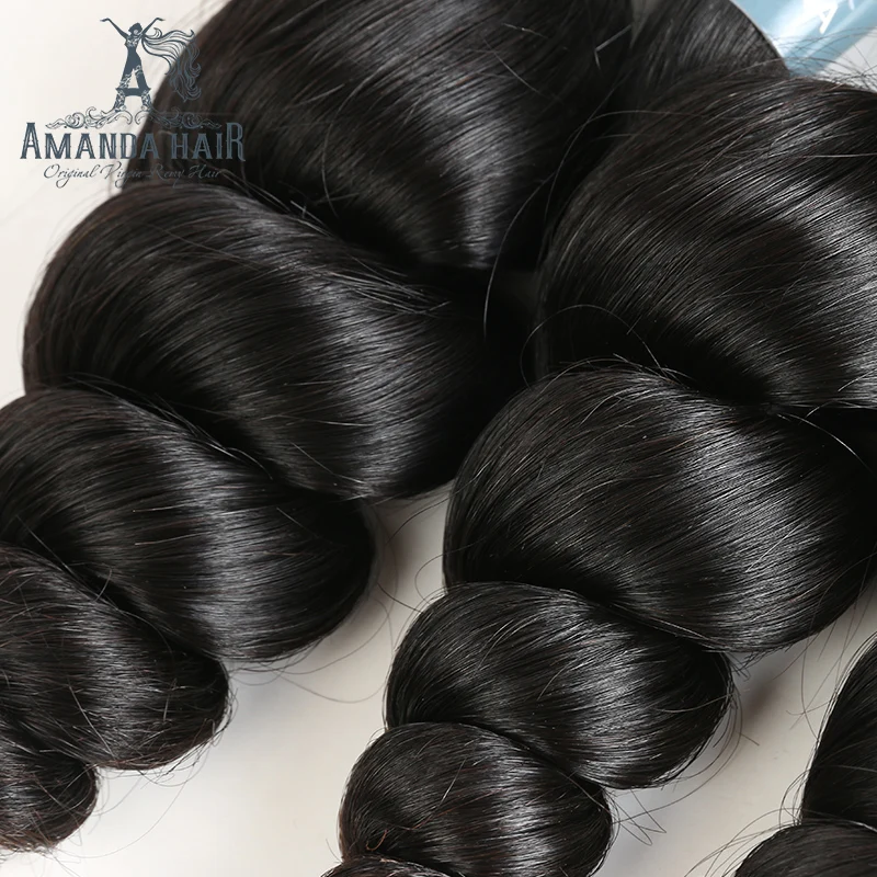 Amanda Hair Products перуанское неплотное переплетение пучков человеческих волос 3 пучка