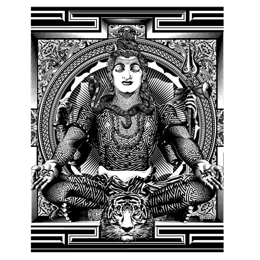 5D Diy Berlian Lukisan Shiva Karya Seni Cross Stitch Kristal Berlian