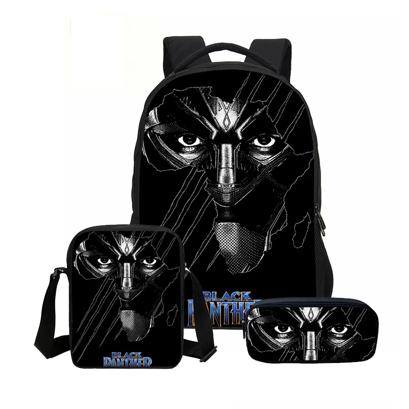 

2018 New Arrival Supper Hero Black Panther Men's Combination Teenage Bookbag Fashion 3 PCS/SET Backpacks Shoulder Bags Mochila