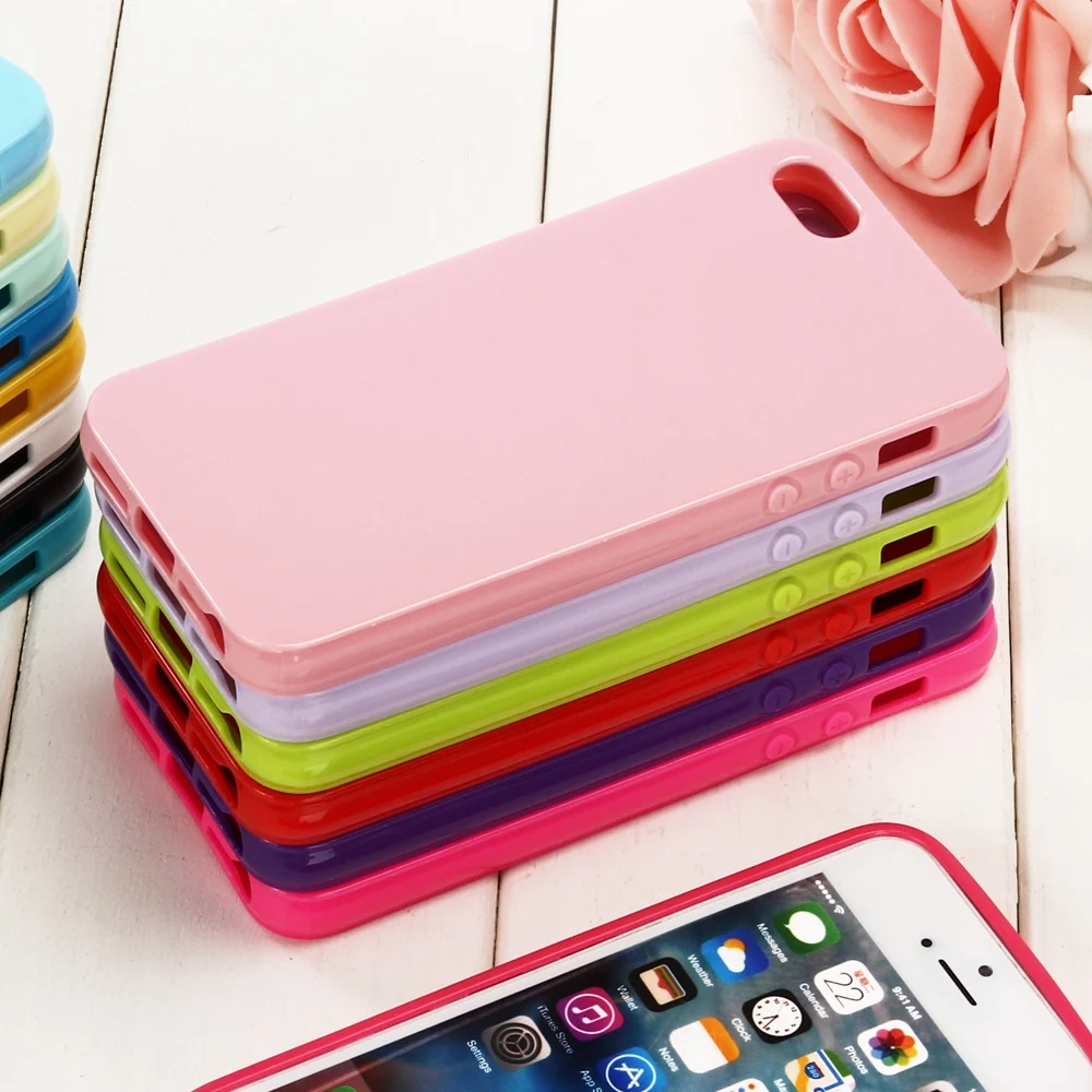 XBXCase милый чехол для телефона яркого цвета для iPhone 6 6S 6plus 5 5S SE Глянцевая задняя пластичный чехол из термополиуретана силикона для iPhone 7 8 Plus X - изображение