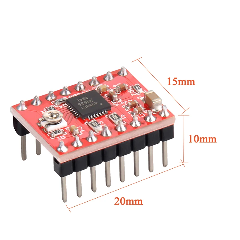 Драйвер шагового двигателя A4988 + радиатор для 3D принтера Reprap красная запчасть 5