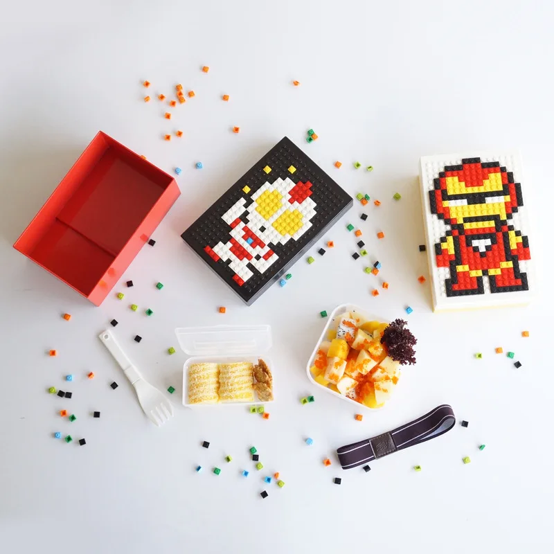 

DIY School Bento Lunch Box For Kids BPA Free Meal Prep Food Container Plastic Lunchbox With Fork