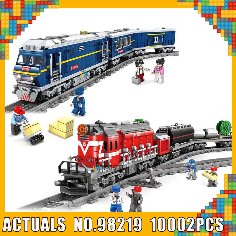 

KAZI City Train Power-Driven Diesel Rail Train Cargo Tracks Model Compatible with LegoING Technic Building Blocks Toys Children