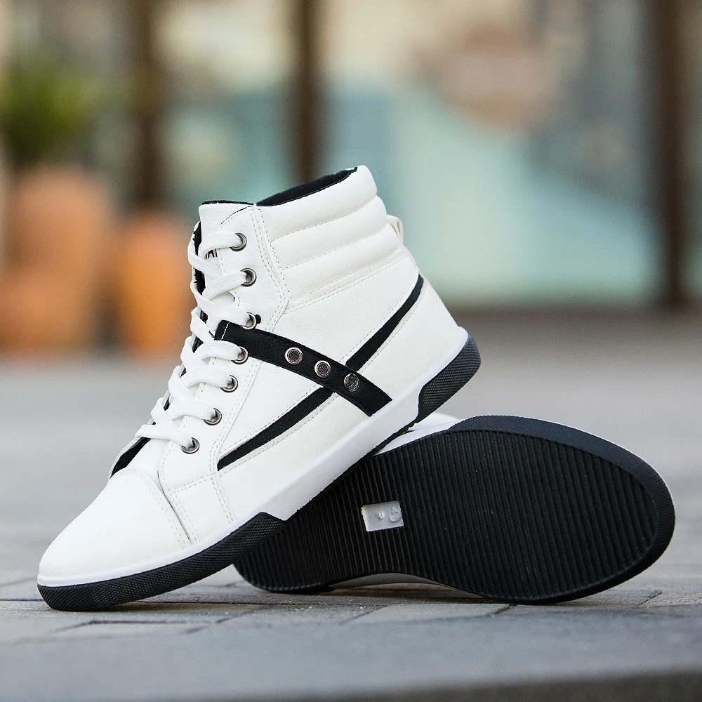 FEERIJT جديد الرجال عالية أعلى الدانتيل متابعة أحذية رياضية كبيرة الحجم عارضة شوز الصلبة الجلود شقة أحذية تزلج طالب ارتداء مقاومة أحذية FEERIJT جديد الرجال عالية أعلى الدانتيل متابعة أحذية رياضية كبيرة الحجم عارضة شوز الصلبة الجلود شقة أحذية تزلج طالب ارتداء مقاومة أحذية