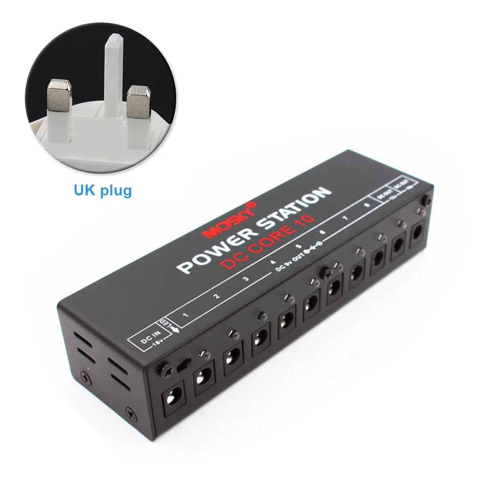 Guitar Pedal Musical Instruments Accessories Power Supply Overcurrent Protected 10 Isolated DC Output Blue LED Lighting Mini