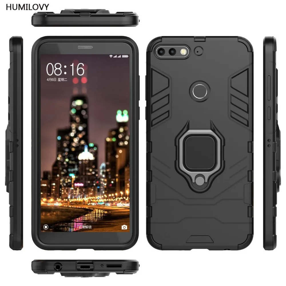 

For Huawei Y7 Prime 2018 Case 5.99inch Car Magnetic Bracket Finger Ring TPU+PC Stand Phone Cover For Huawei Y7 Prime 2018 Fundas
