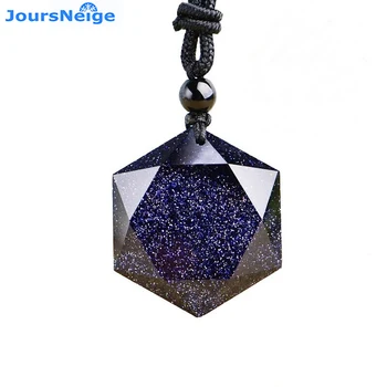 

Wholesale Genuine Blue Sand Natural Stone Pendants Six Stars Pendant Energy Stone Sweater Chain Necklace Women Fashion Jewelry