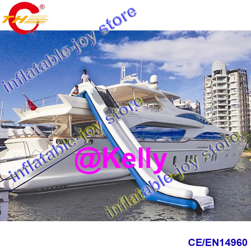 

Free air shipping 4mH/6mH inflatable yacht slide for boats, CE certificated inflatable boat dock slides inflatable water slides