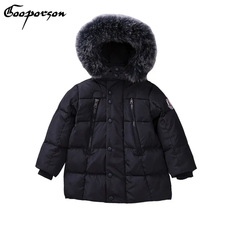 

GOOPORSON Kids Boy Snowwear Thick Warm Winter Hooded Jakcets Girls Parkas With Further Outerwear Coat Children Clothes