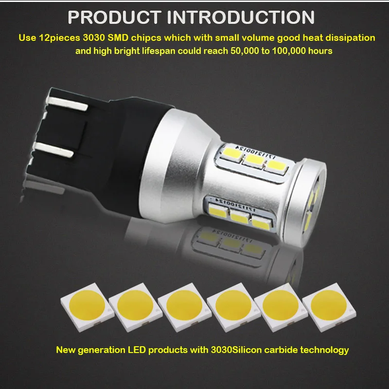 Светодиодная лампа gtinakui T20 W21W белая красная WY21W W21/5W 7440 7443 SRCK светодиодные лампы