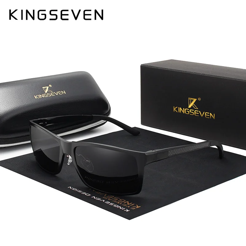 KINGSEVEN, фирменный дизайн, алюминиевые поляризованные солнцезащитные очки, мужские очки для вождения, серые Квадратные Солнцезащитные очки для мужчин, унисекс, мужские очки