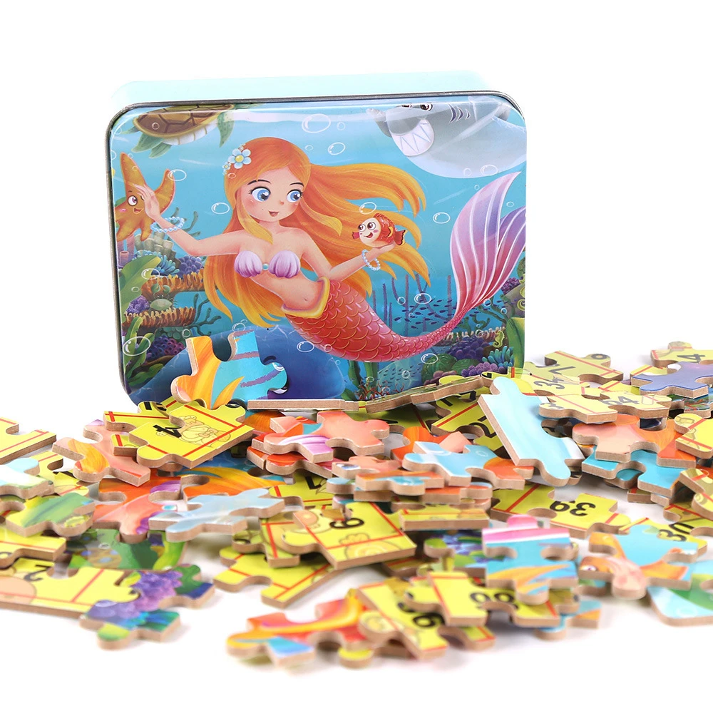 

60 Slice Small Piece Puzzle Toy Children Princess Car Cartoon Wooden Jigsaw Puzzles Kids Educational Toys For Baby Birthday Gift