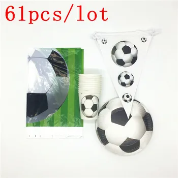 

61Pcs/Lot Paper Cup Banner Tablecloth White Football Theme Glass Family Party Baby Shower Kid Birthday Party Decoration Supplies