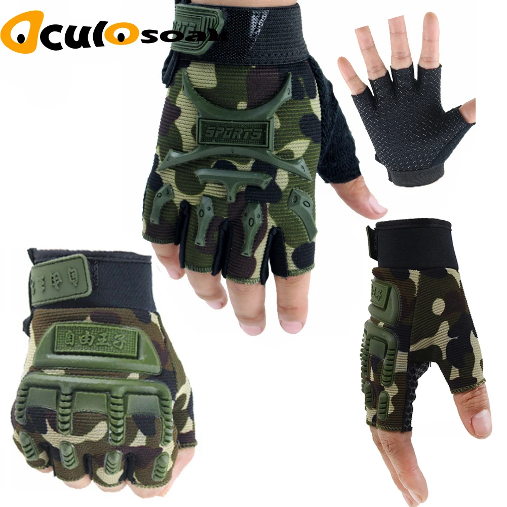 Детские тактические перчатки с полупальцами на возраст 5 13 лет Нескользящие
