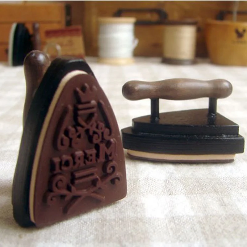 

1pc French Merci Wooden Stamp Thank You Iron Shape Stationery DIY Scrapbook Diary Decoration Rubber Stamp Handmade Craft