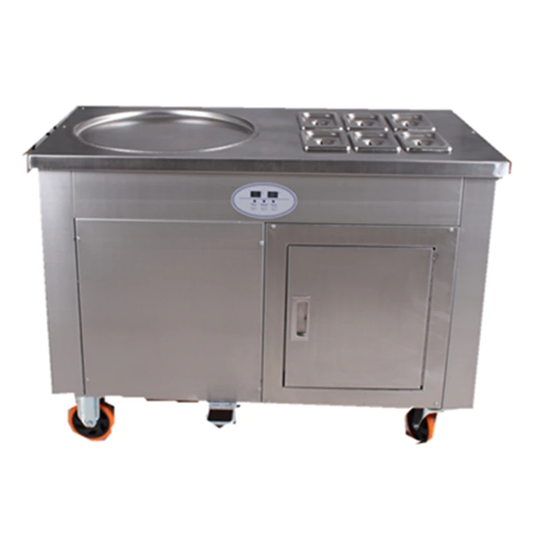 Горячая продажа одна круглая сковородка с 6 морозильниками для жареного мороженого рулон машины Таиланд Южная Африка рулон жарки машина