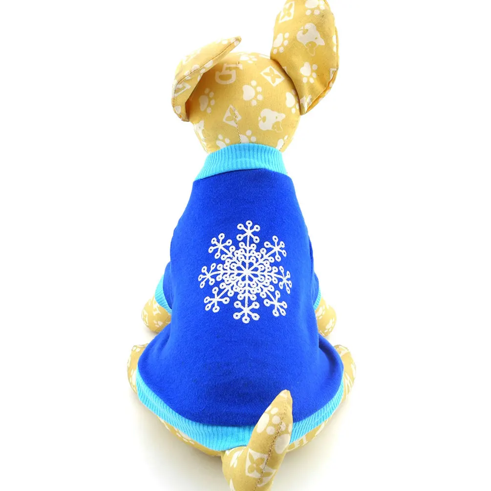 Одежда для маленькой собаки для мальчиков Рождественский Костюм Снежинки рубашка синий XS-L