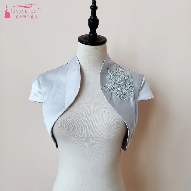 Короткий рукав свадебное вечернее платье Куртки Обертывания индивидуальный заказ простой стиль Болеро реальные фотографии DQG228