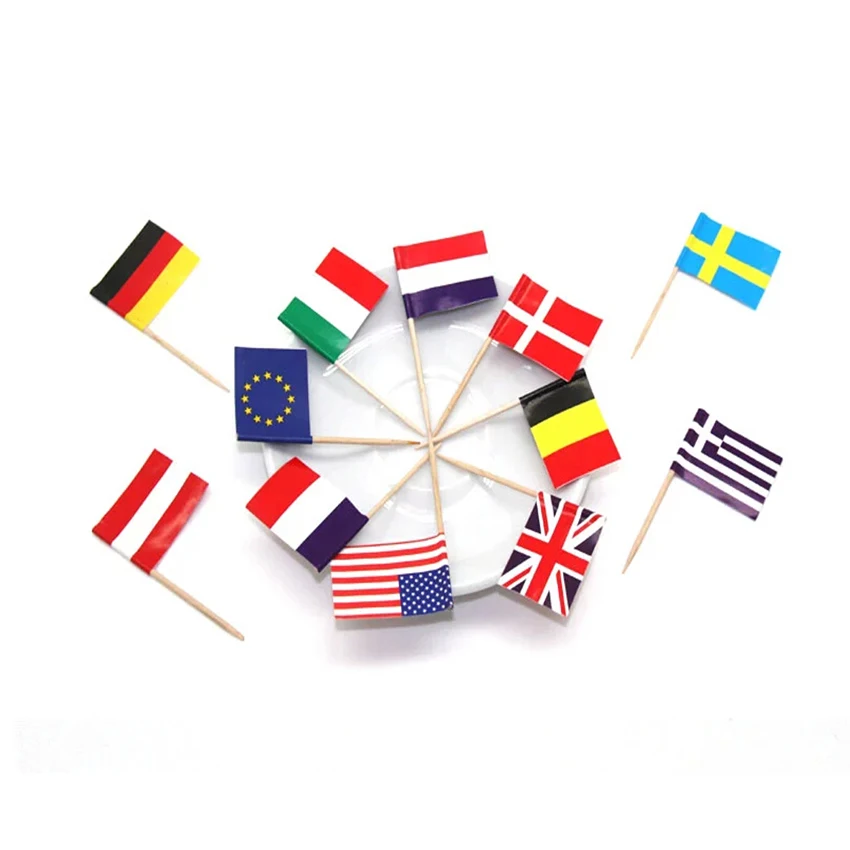 

Creative toothpick banner custom made logo fruit fork fork cake steak food fruit plate decoration small flag