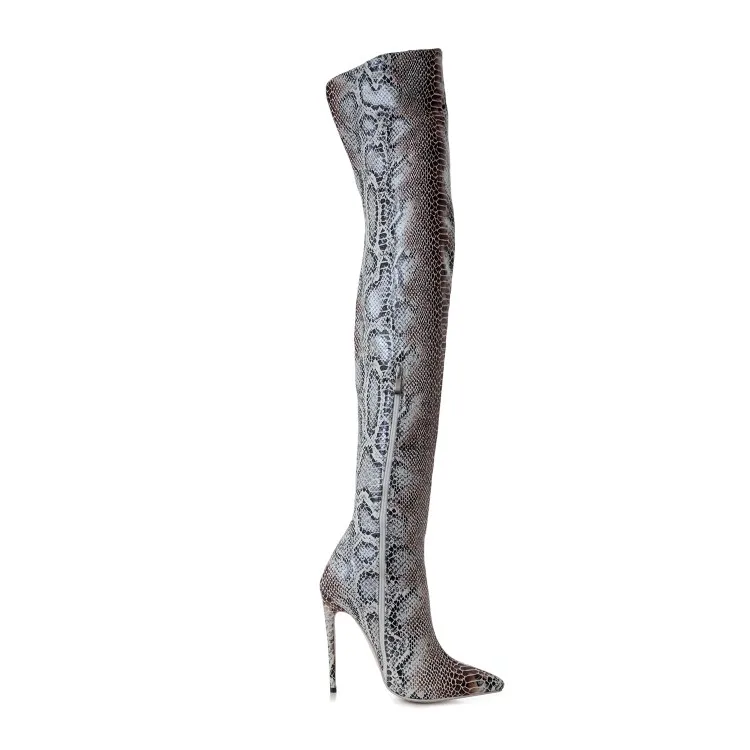 Abesire Woman Sexy Snakeskin Print Super Thin High Heels Thigh High Boots Female Pointed Toe Over Knee Boots Girls Dress Boots Abesire Woman Sexy Snakeskin Print Super Thin High Heels Thigh High Boots Female Pointed Toe Over Knee Boots Girls Dress Boots