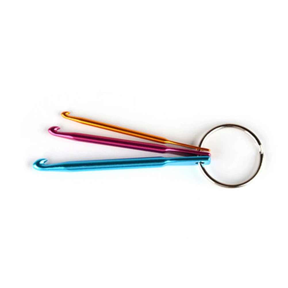 

3pcs Mini Key Chain Aluminum Crochet Hooks Knitting Needles Craft Tools
