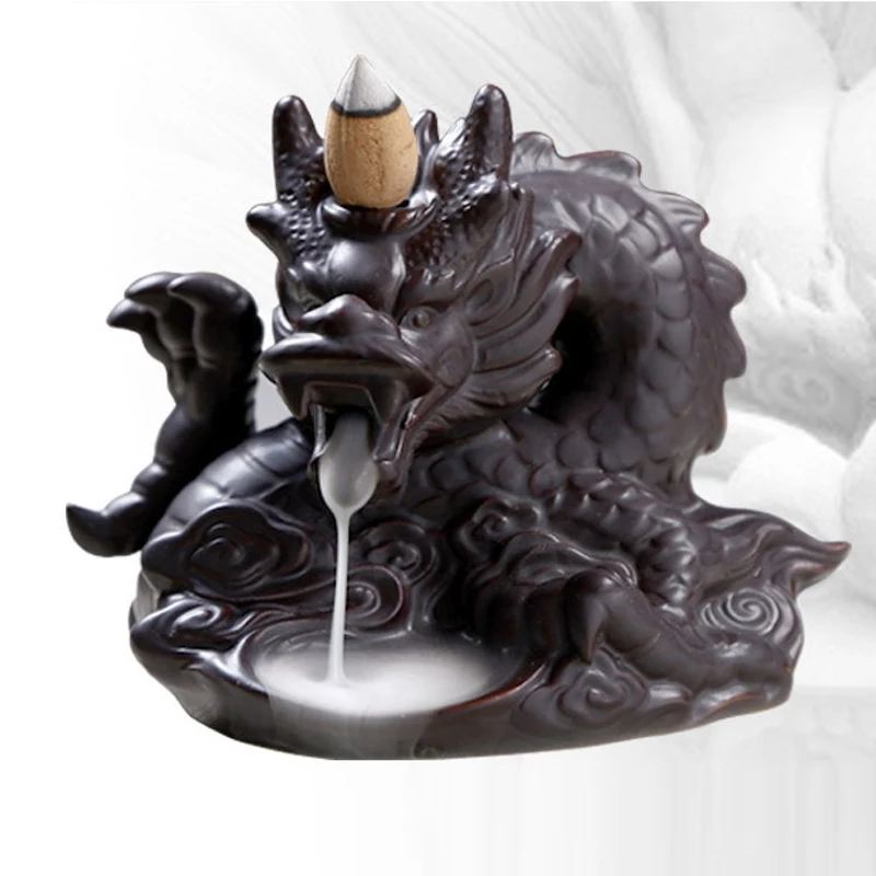 Традиционная китайская горелка для благовоний с обратным потоком в виде дракона, фарфоровые палочки для благовоний, держатель, вид дыма, крутая подставка для благовоний для домашнего декора