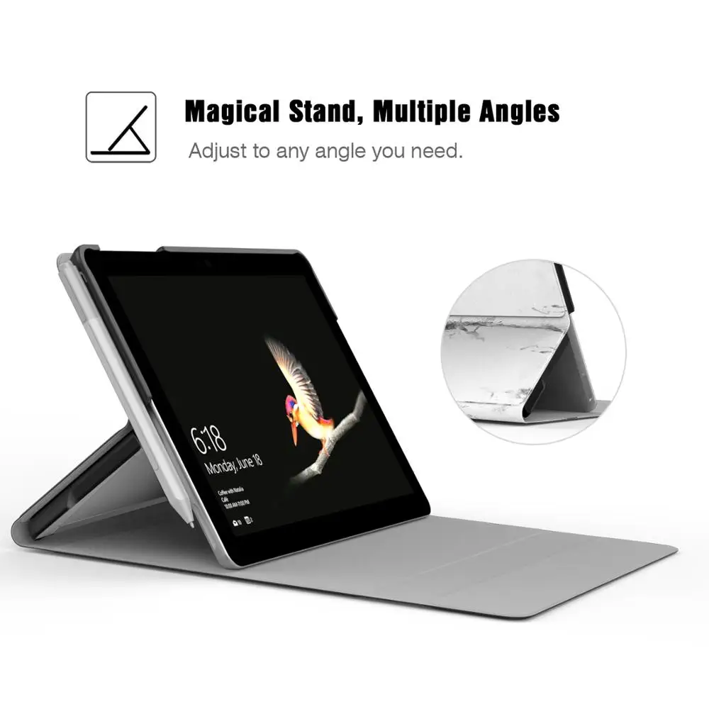 Дешево Чехол для microsoft Surface Go 10, несколько углов обзора Портфолио бизнес Обложка с петля для карандаша для поверхности Go чехол
