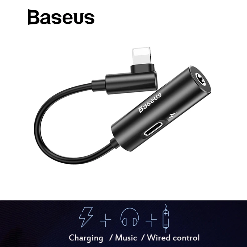 Koop Baseus Audio Kabel voor iPhone XS Max XR Oortelefoon Kabel Splitter voor Bliksem naar 3.5mm Aux jack Hoofdtelefoon Muziek adapter voor iOS