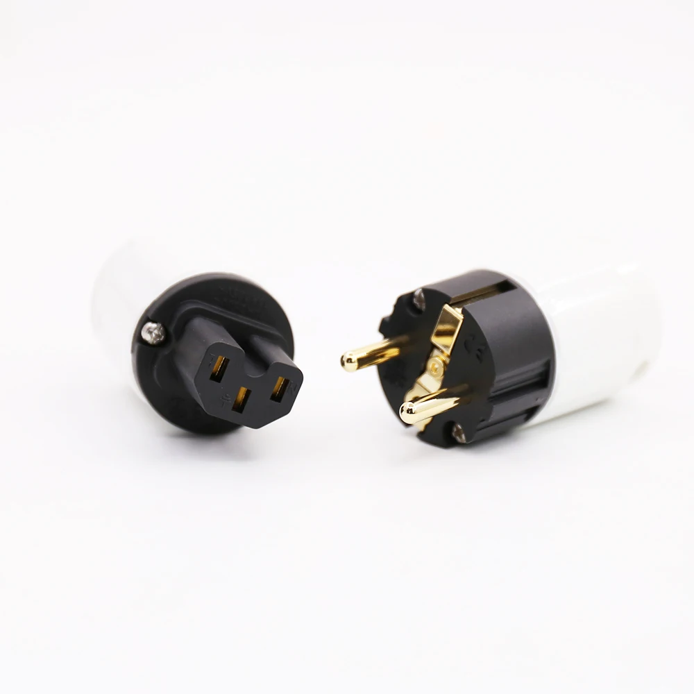 Audiocrast HI-End 24K позолоченный Штепсель питания Schuko Европейский штепсельный адаптер типа Schuko для Германии, Франции, Европы, России