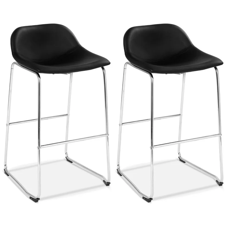 

Modern Set of 2 PU Leather Pub Bar Stool Barstools Dining Side Chairs Furniture High Quality HW58846