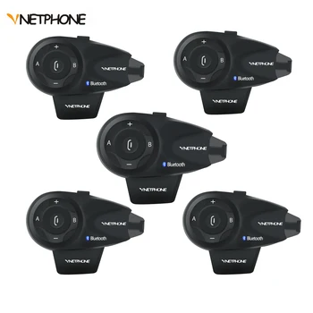 

5 People Vnetphone V5-1200M Bluetooth Intercom Waterproof Range for 5 Riders Full Duplex Intercom Advanced Noise Control FM