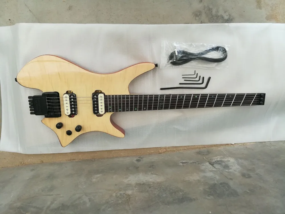 

Top Quality Low price GYHL-0007 Headless burly wood Color Tiger stripes beautiful Guitar, Can be Customized, Free shipping
