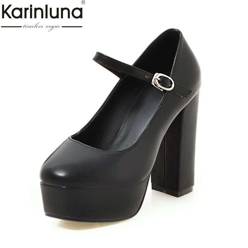 

Karinluna 2019 Brand dropship high heels party women's Shoes woman Shoes sexy thick Platform spring date mary janes Woman Pumps