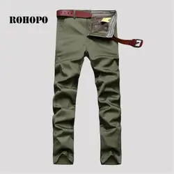 ROHOPO/мужские прямые повседневные Плотные хлопковые брюки, официальные мужские весенне-осенние брюки, брендовые дышащие Прямые хлопковые