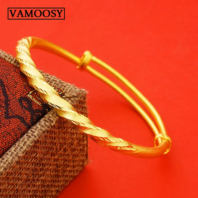 

Female's Gold Bangle Bracelet Adjustable Expandable Wire Bracelets & Bangles for Women Gift bride wedding Birthday Jewelry