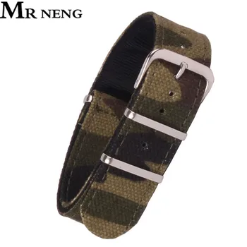 

MR NENG Army Military Nato Nylon Watch 18 20 22 mm Camouflage fabric Woven watchbands Strap Band Buckle belt 22mm accessories