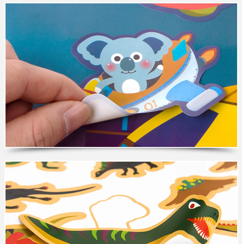 Водонепроницаемые детские книги с наклейками многоразовая наклейка-накладка самоклеющаяся Пленка Прозрачная ПВХ пленка Милая наклейка s для детей Детские игрушки